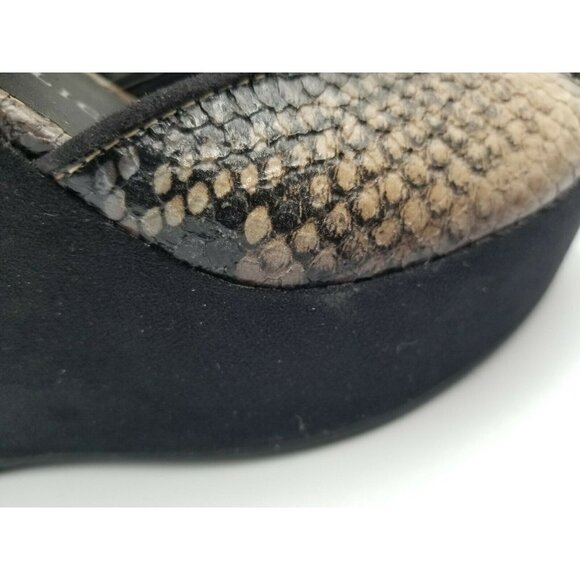ROCK REPULIC DYLAN PEEP TOE WEDGE SANDALS WOMENS SIZE 7 FAUX SNAKE SKIN & SUEDE - Picture 5 of 12